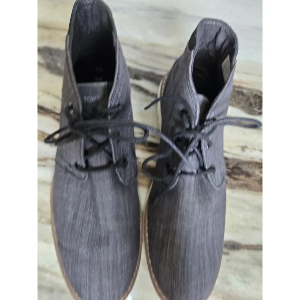 TOMS men BootNavi Chukka Black‎ Crosshatch Denim 11 color dark gray booties